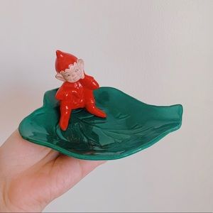 SOLD- Vintage Fairy Elf on a Leaf